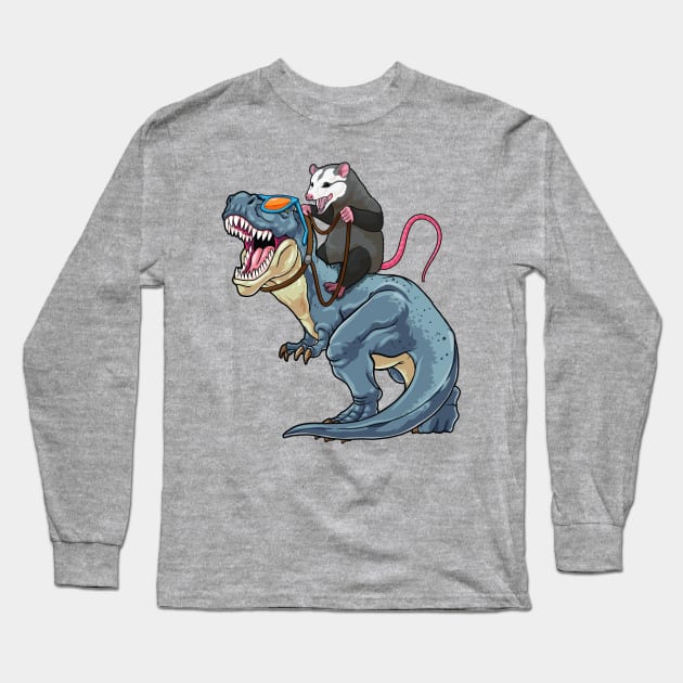 Opossum Outrider: Dino-Riding Daredevil Long Sleeve T-Shirt by GoshWow 